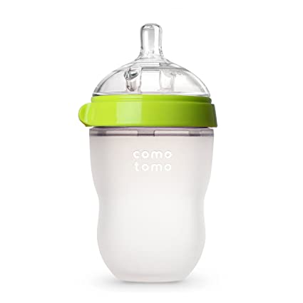 Comotomo Natural Feel Baby Bottle Single Pack, Green, 8 Ounces