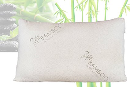 Bamboo Pillow | Shredded Memory Foam | QUEEN | Stay Cool Removable Bamboo Cover | Hypoallergenic | Best Pillow for Stomach, Back, and Side Sleepers | Relax Home Life (Queen)