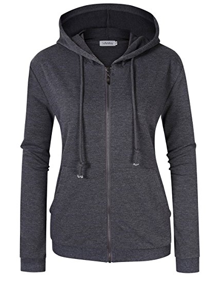 SoleMay Women's Casual Knitted Zip-up Hoodie Basic Long Sleeve Hoodie Jackets With Kanga Pocket