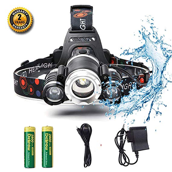Guoqi Super Bright LED Headlamp Rechargeable with Motion Sensor for Camping Hiking Fishing Running in The Night
