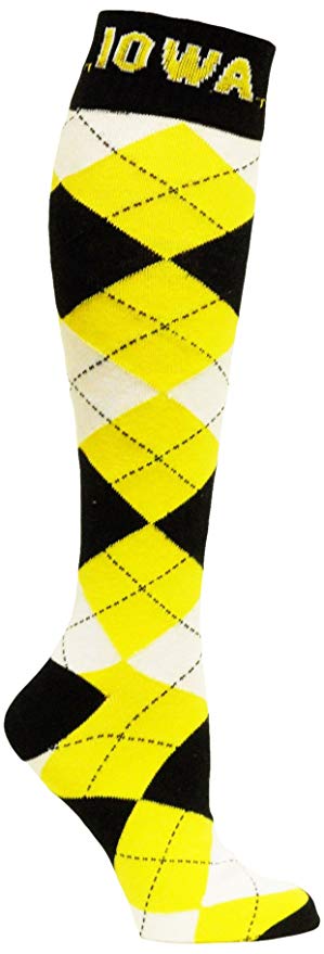 NCAA Iowa Hawkeyes Argyle Socks Yellow/Black-One size fits most