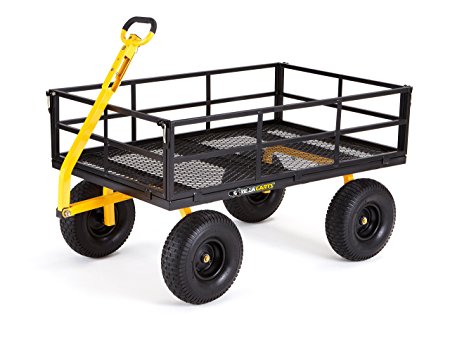 Gorilla Carts Heavy-Duty Steel Utility Cart with Removable Sides and 15" Tires with 1400 lb Capacity, Black