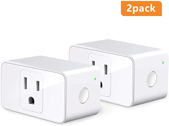 Refoss Mini WiFi Smart Plug Smart Outlet Work with Alexa and Google home, Voice Control, Remote Control, Timing Fuction, 16 Amp, No Hub Required, 2 Pack