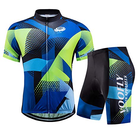 voofly Men's Cycling Jersey Set Men Short Sleeve Compression Bike Shorts Gel Padded Biking Clothing