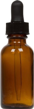 Amber Glass Boston Round Bottle w/ Black Glass Dropper 1 oz 6 Pack