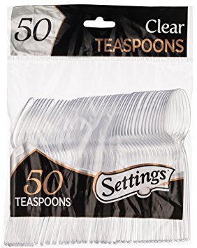 Settings Clear Plastic Cutlery Disposable Tea Spoons 50 Party Spoons Per Package