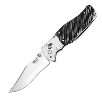 SOG Specialty Knives & Tools S95-N Tomcat 3.0 Knife with Straight Edge Folding 3.75-Inch Steel Blade and Kraton Handle, Satin Finish