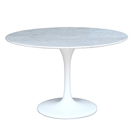 48" Eero Saarinen Style Tulip Dining Table with White Marble Top