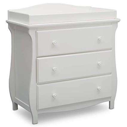 Delta Children Lancaster 3 Drawer Dresser with Changing Top, Bianca White