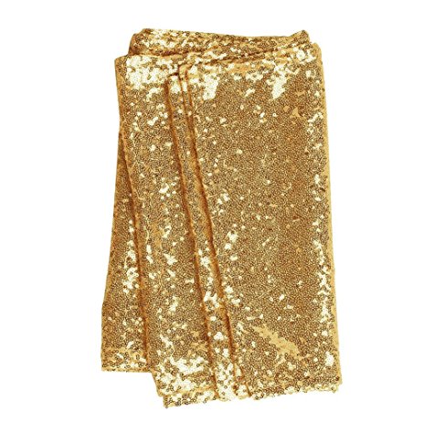 Ling's moment Sparkly Sequin Table Runner Gold 12 x 108 Inch (Hem Edge) for Thanksgiving Christmas Wedding Engagement Party Bridal Baby Shower Dresser Decorations