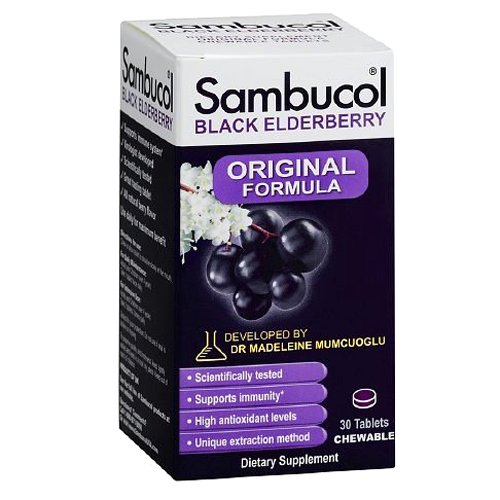 Sambucol Black Elderberry Immune System Support Original Formula Chewable Tablets, 30 Count