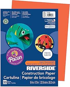 Sunworks® Orange 9" x 12" Heavyweight Construction Paper - Art Supplies - Art Paper - 50 Pieces