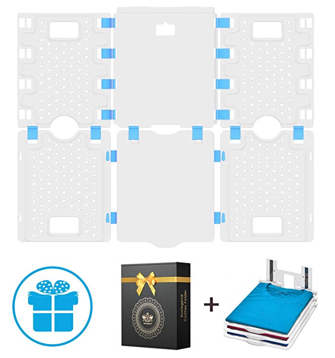 BoxLegend V4 Shirt Folding Board t Shirts Clothes Folder Durable Plastic Laundry folders Folding Boards Flipfold, with a Delicate Gift Box and a 3-Layer Closet Organizer White