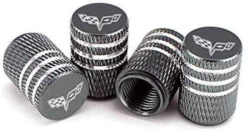 HiSport Laser Logo Gray 4pcs Universal Car Tire Valve Stem Caps Air Cover Fit Corvette Accessories