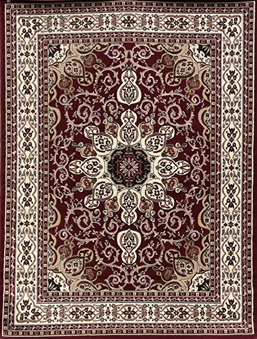 Generations Oriental Traditional Isfahan Persian Area Rug, 8' x 10', Red/Burgundy