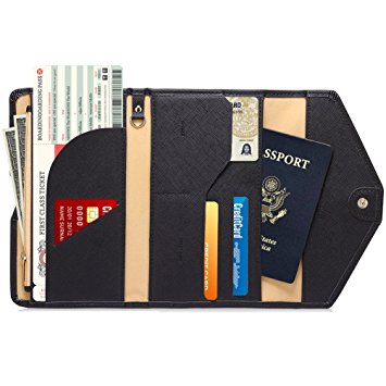 Passport Holder - WantGor Rfid Blocking Travel Multi-purpose Passport Trifold Wallet (Black)