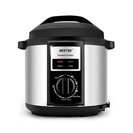 BESTEK Mechanical Electric Pressure Cooker Rotary Control Knob, 6 Litre, 1000 W - Stainless Steel/Black