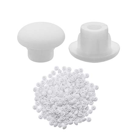 Bluecell Pack of 300pcs 5mm / 3/16" Plastic Hole Plug Button Top for Cabinet Cupboard Shelf (5mm, White)