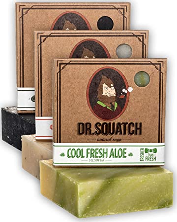 Dr. Squatch Men's Soap Sampler Pack (3 Bars) – Pine Tar, Cedar Citrus, Cool Fresh Aloe Bars – Natural Manly Scented Organic Soap for Men (3 Bar Bundle Set)