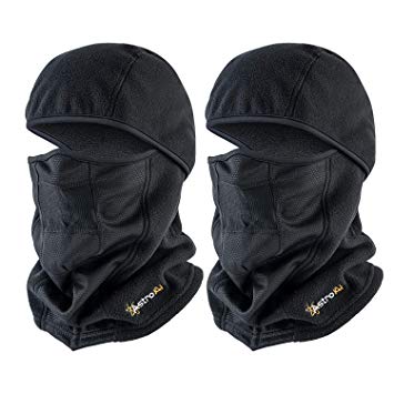 AstroAI Ski Mask Balaclava Winter Gifts for Men Women Windproof Breathable Face Mask for Cold Weather 2 Pack (Superfine Polar Fleece, Black)