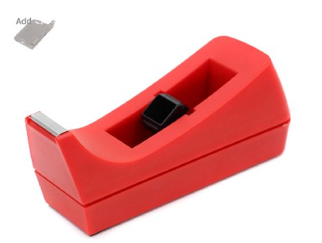 EasyPAG Desk Tape Dispenser Middle Size for Tapes within 1.0 Inch Core,Add 1 Replace Blade Cutter ,Red