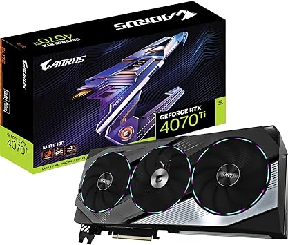 GIGABYTE GeForce RTX 4070 Ti AORUS ELITE 12GB Graphics Card - 12GB DDRX6 21Gbps 192bit, PCI-E 4.0, Core 2655Mhz, RGB, Anti-sag bracket, DisplayPort 1.4, HDMI 2.1a, NVIDIA DLSS 3, GV-N407TAORUS E-12GD