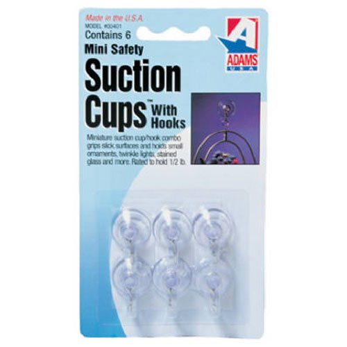 Adams Manufacturing 7000-75-3040 Mini Suction Cup Hook, 3/4-Inch, 6-Pack