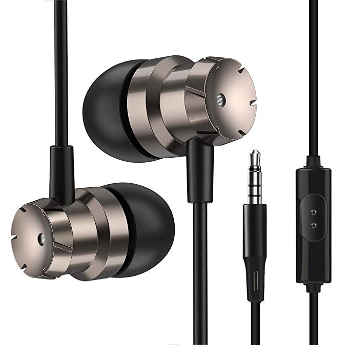 HAUOTCCO In Ear Headphones Noise Isolating Earphones Headphones with Microphone Stereo Balanced Bass Earbuds 3.5mm Audio Jack Compatible with iPhone, Samsung Galaxy and Smartphones (Black)