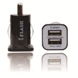 iFlash Dual USB Car Lighter Charger Adapter with 3A Output - fast Heavy Duty Ouput Black
