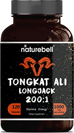 Tongkat Ali 200:1 as Long Jack Extract (Eurycoma Longifolia), 1000mg Per Serving, 120 Capsules, Supports Energy, Stamina and Immune System for Men and Women, Indonesia Origin, Non-GMO