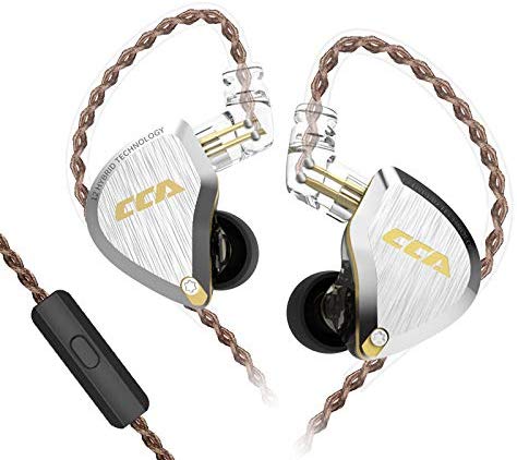 CCA C12 in-Ear Earphone,Zinc Alloy Faceplate Resin Cavity in Ear Monitor, Wired IEM Sport Earphone HiFi Stereo Bass Gaming in Ear Hearphone,Ultra Clear Sound for Workout,Running,Gym(Gold with mic