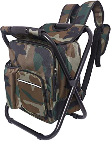 HIKEMAN Ultralight Aluminum Backpack Stool Chair 3 in1 Folding Camping Chair Fishing Tackle Seat Rucksack Designed for Outdoor Fishing Beach Camping Hiking Travelling Subway Waiting In Line