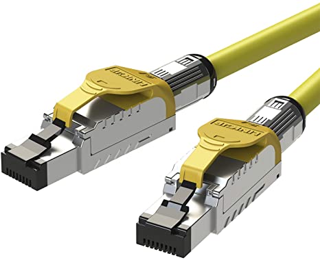 LINKUP - Cat8 Ethernet Patch Cable S/FTP 22AWG Screened Solid Cable | 2000Mhz (2Ghz) up to 40Gbps | Future 5th-Gen Ethernet LAN Network 40G Structure Wires - |Yellow| 1 M (3.3ft)
