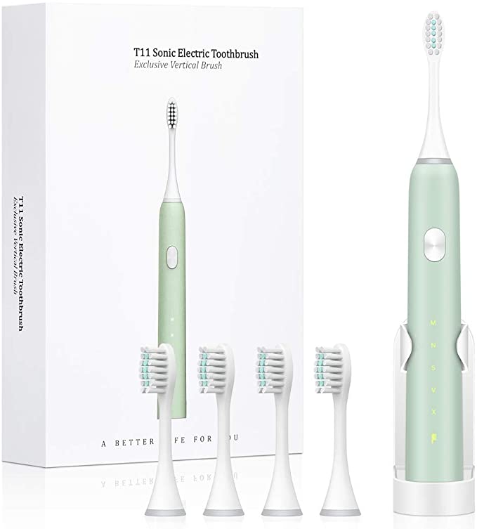 4U.T11 Rechargeable Electric Toothbrush Auto Up-and-Down-Swinging Brushing Deep Cleaning 21-day Quick Whitening Dupont Bristles Gums Friendly Non-Bleeding Brush Heads*4 IP67 Waterproof【Exclusive Patent】