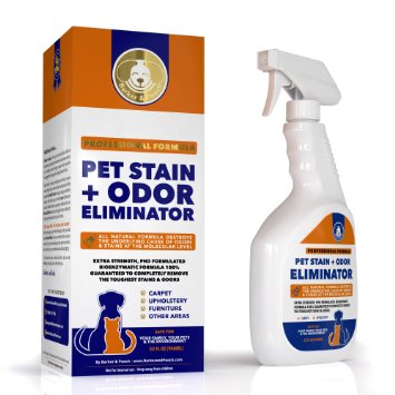 Permanent Pet Odor Eliminator Spray - Best for Cat & Dog Urine Carpet & Furniture Stains - PHD Enzyme Formula - Miracle Cleaner Eliminates Stains & Smells - Natures Neutralizer at the Molecular Level