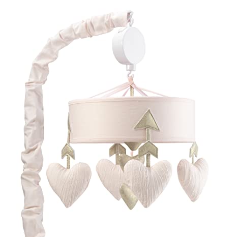 Lambs & Ivy Baby Love Musical Mobile Toy - Pink/Gold Hearts