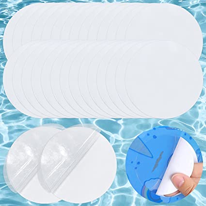 Tenozek Pool Patch Repair Kit Self-Adhesive Vinyl Repair Patch 30 Pieces Repair Pool Liner Patch Repair Pool Patches for Above Ground Pools Swimming Ring Inflatable Float Boat