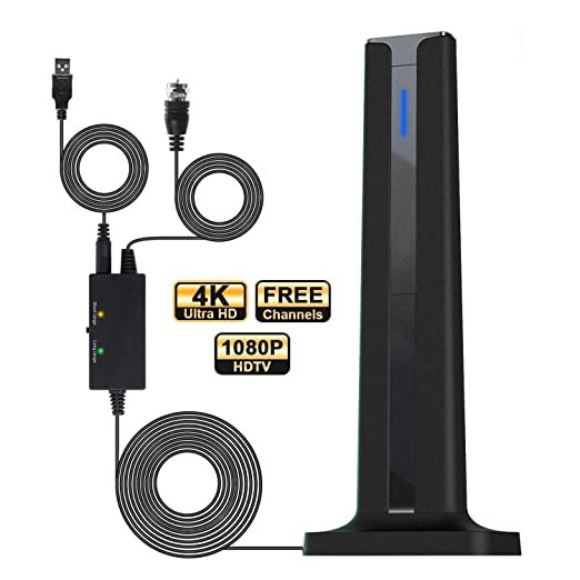 [2021 Model] Digital Amplified Indoor Tv Antenna – Powerful Best Amplifier Signal Booster 170  Miles Range Support 4K Full HD Smart and Older Tvs with 10ft Coaxial Cable, Unique Tv