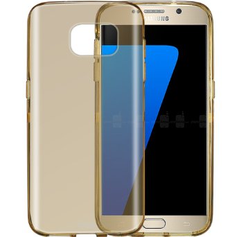 S7 Case ACMEBOX Ultra Slim Anti-Shock TPU Gel Rubber Thin Flexible Soft Bumper Silicone Protective Case Cover for Samsung Galaxy S7 -Clear Gold