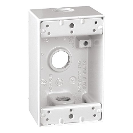 Sigma Electric 14250WH 1/2-Inch 3 Hole 1-Gang Box, White
