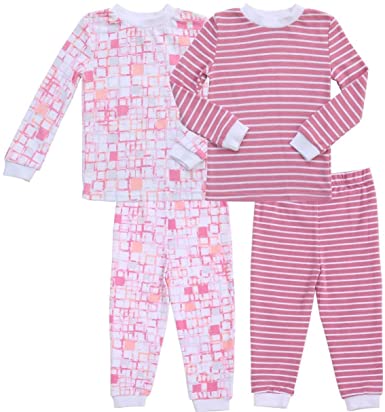 Asher and Olivia Girl's 2-Pack Pajama Set Baby Clothes Pjs Sleepers Footless Sleepwear