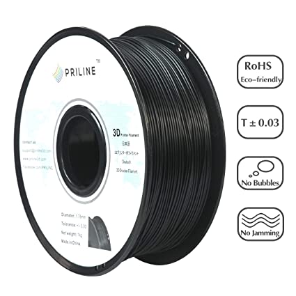 PRILINE Polycarbonate 1.75 3D Printer Filament, Dimensional Accuracy  /- 0.03 mm, 1kg Spool, 1.75 mm,Black