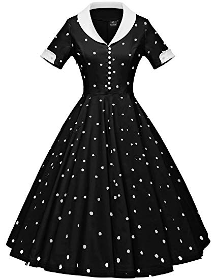 GownTown Womens 1950s Cape Collar Vintage Swing Stretchy Dresses