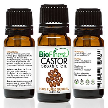 Biofinest Castor Organic Oil - 100% Pure, Natural, Cold-Pressed - Premium Quality - Best Moisturizer For Hair, Face & Skin - Boost Wound Recovery - FREE E-Book (10ml)