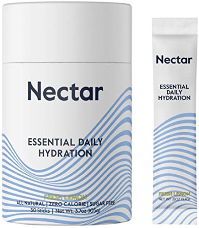 Nectar Essential Daily Hydration | Sugar & Calorie Free | Clean Electrolyte Powder Packets | Fresh Lemon | Organic Sweetener | Non-GMO | Keto and Paleo | Plant Based | 30 Powder Packets