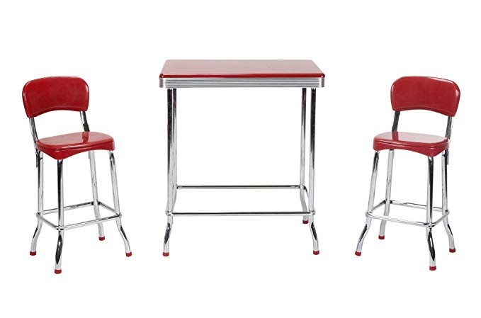 COSCO Red Retro Chrome 3pc High Top Set, Red