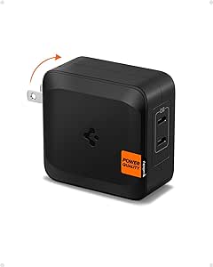 100W USB C Charger, Spigen Dual USB C Wall Charger [GaN II] Type C PD 3.0 Power Adapter with Foldable Plug, Fast Charging for MacBook iPad M2 M1 Pro Air USB-C Laptop HP Dell XPS iPhone 15 14 Pro Max