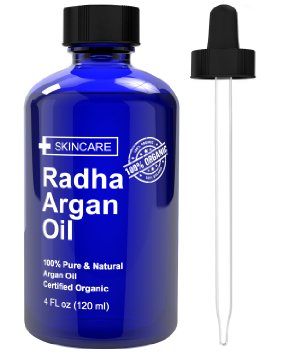Radha Beauty Organic Argan Oil for Hair Face and Skin - 4 oz