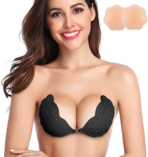 Niidor Sticky Bra, Breathable Strapless Bra Adhesive Push Up Backless Bras for Women