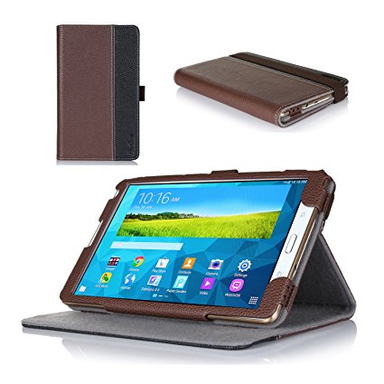 ProCase Samsung Galaxy Tab S 8.4 Premium Folio Case with Stand, Multiple viewing Angles Stand Cover Case for 8.4 inch Galaxy Tab S (SM-T700) (Brown/Black)